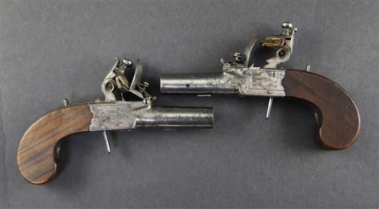 A pair of George III flintlock pocket pistols by Williams, c.1800,